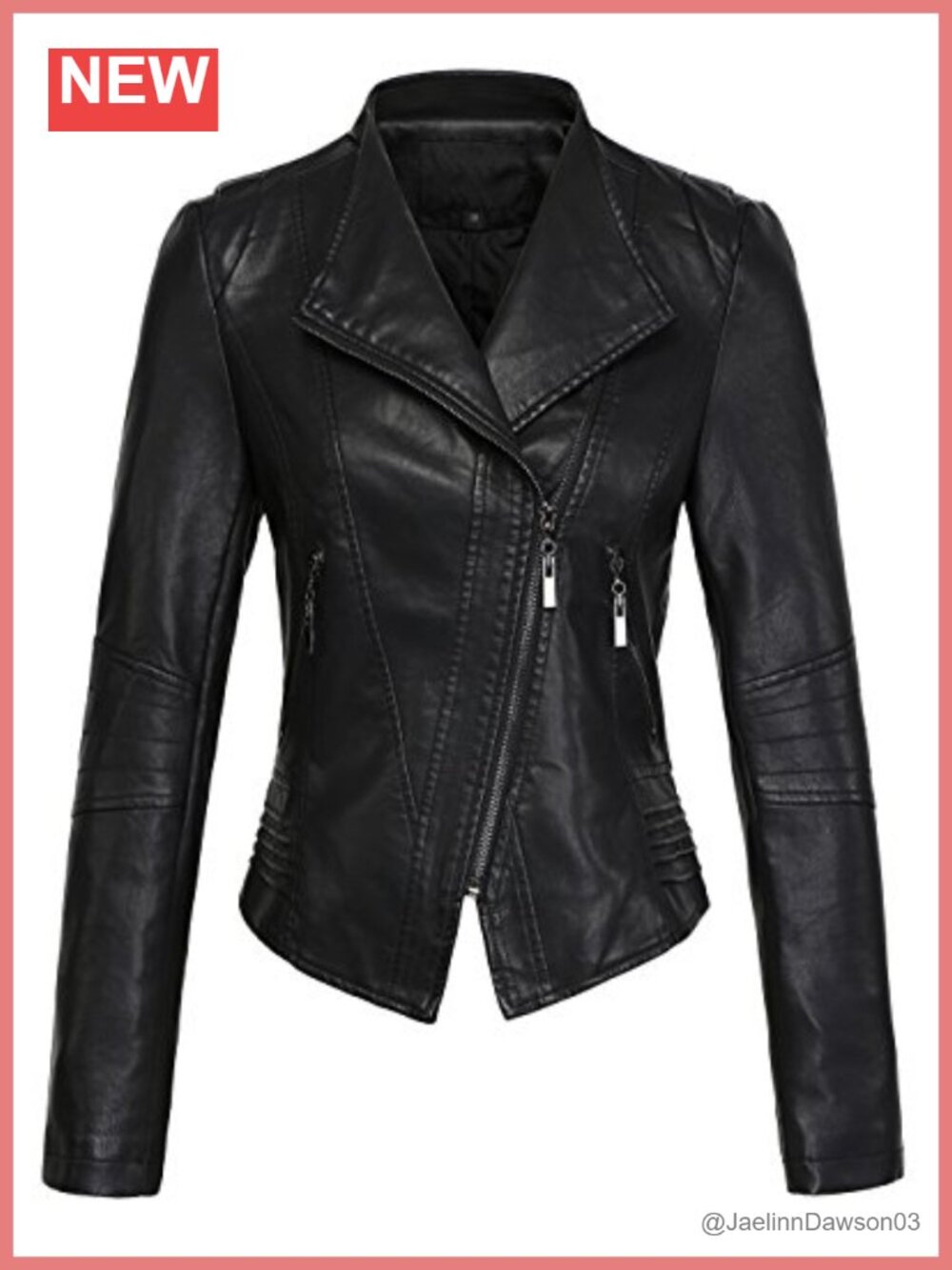 Women's Cropped PU Leather Biker Jacket Collarless Moto Casual